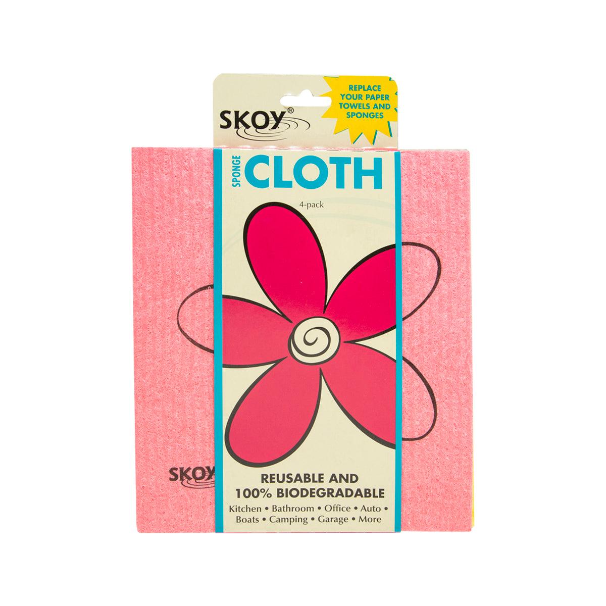 SKOY biodegradable cleaning cloth set, 4-pack, pink reusable cloths