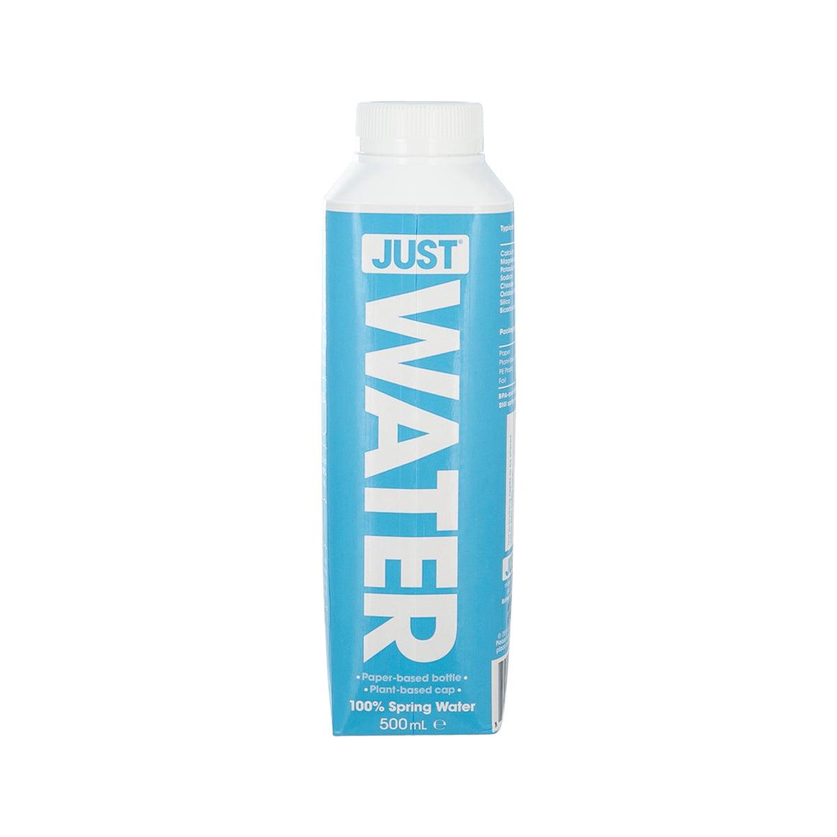JUST WATER 500 mL spring water tetra pack with white screw cap