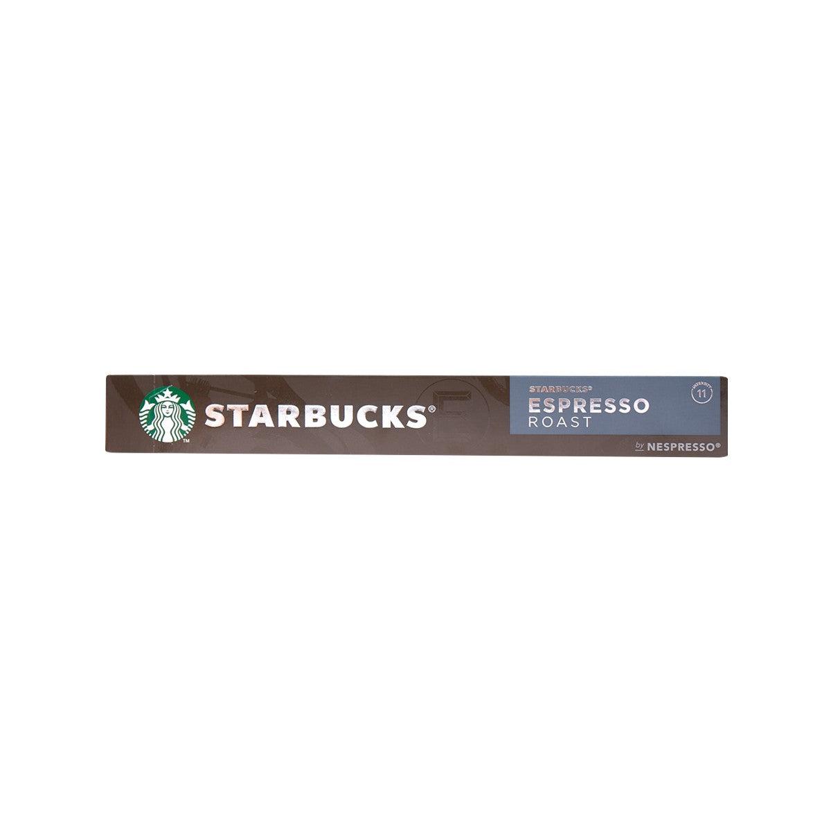 Espresso roast coffee capsule box with STARBUCKS branding on the front panel