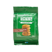 Tiny chocolate chip cookies snack pouch, green bag with cookie stack graphic