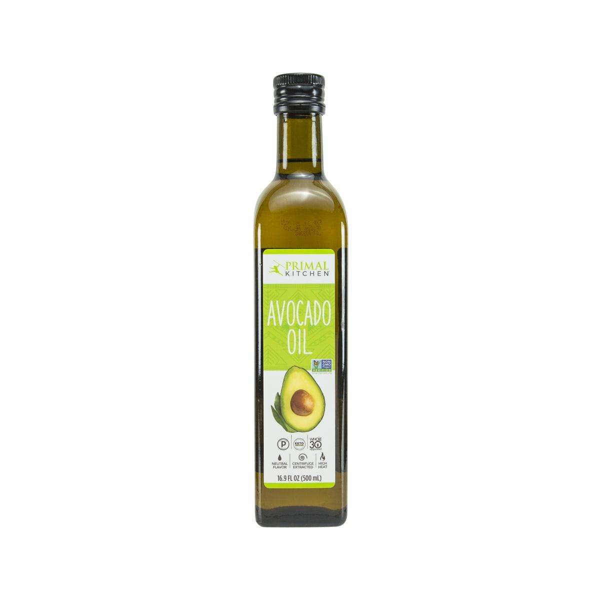 PRIMAL KITCHEN avocado oil bottle, 500 mL, clear glass with dark cap