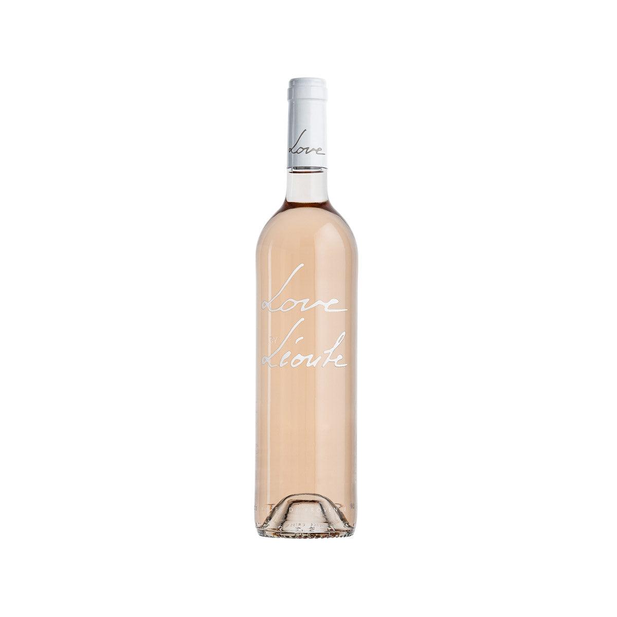 Rose wine bottle with light pink liquid and silver foil cap, 750 mL