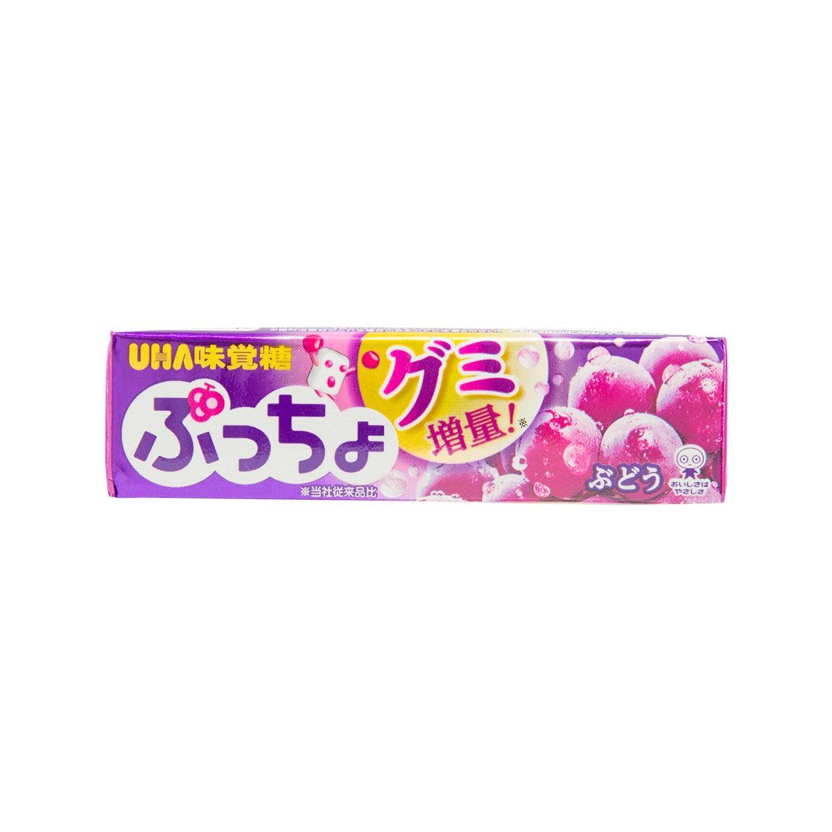 UHA Puccho grape stick candy box, purple pack with 10 sticks