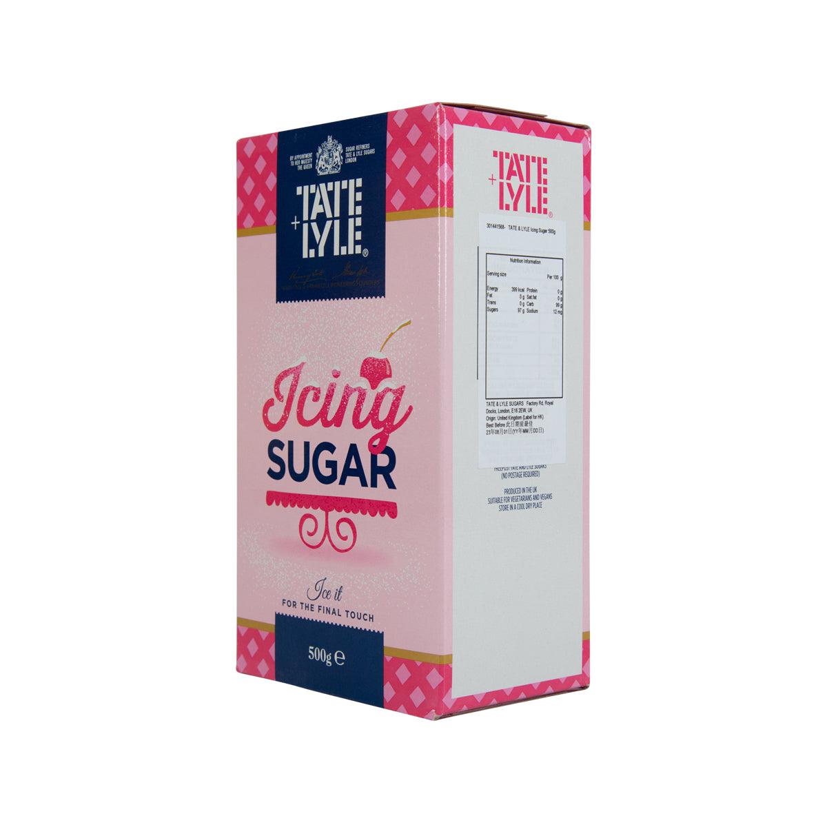 TATE & LYLE icing sugar 500g carton, front and side panels