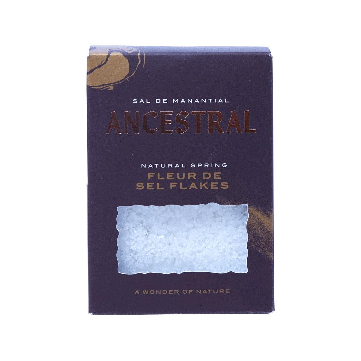 Ancestral natural spring fleur de sel flakes box, purple with salt-flake window
