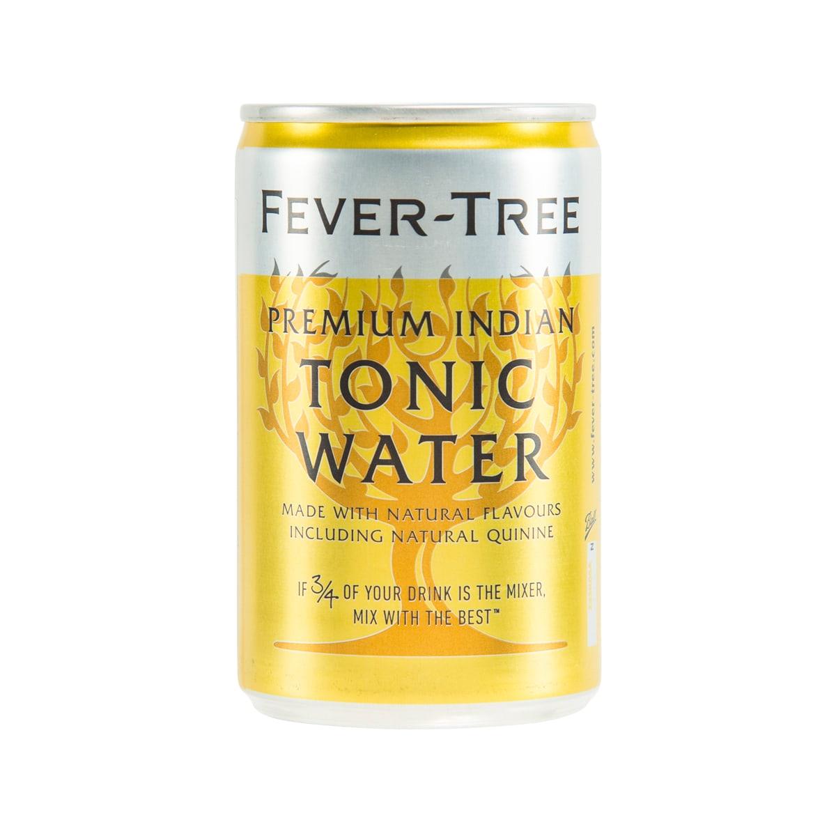 FEVER-TREE Indian tonic water can with yellow label and gold top ring