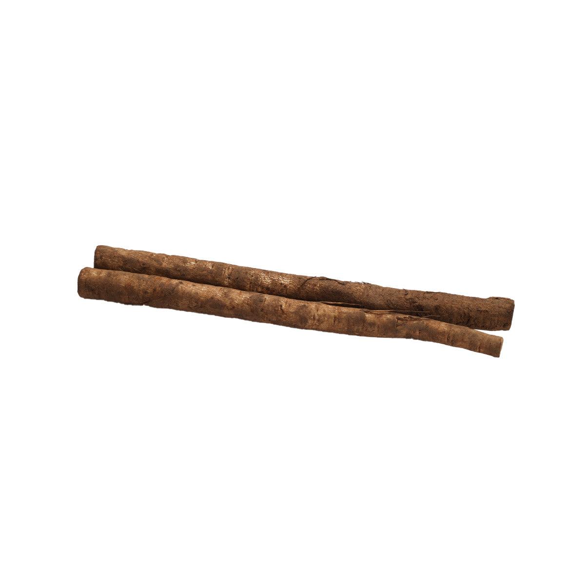 Organic burdock roots, two long brown root sticks