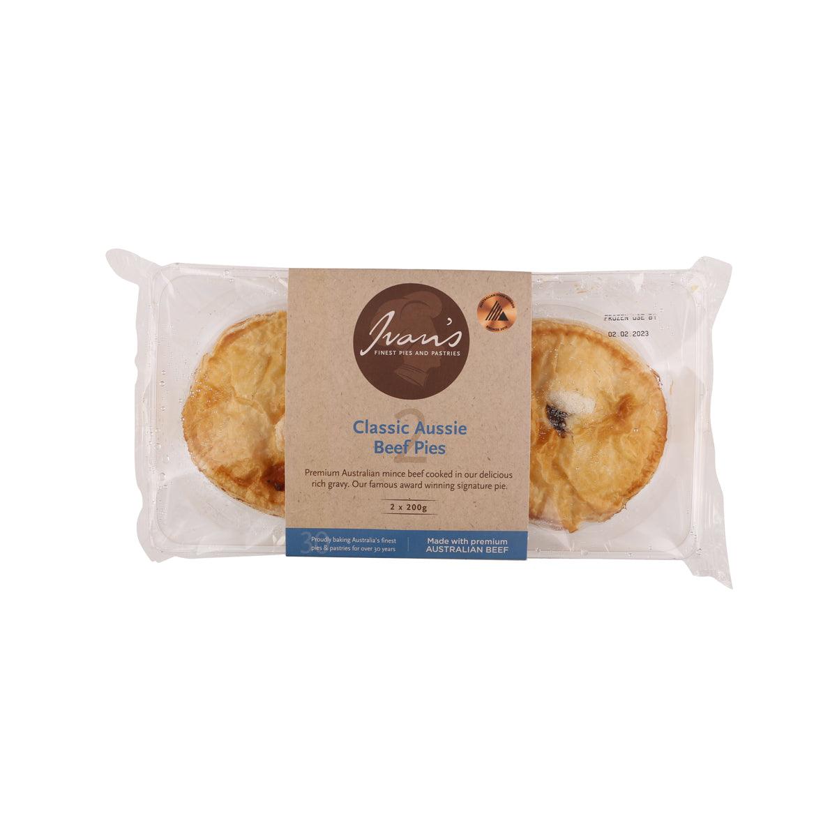 IVAN'S Classic Aussie beef pies, 2-pack in clear tray package