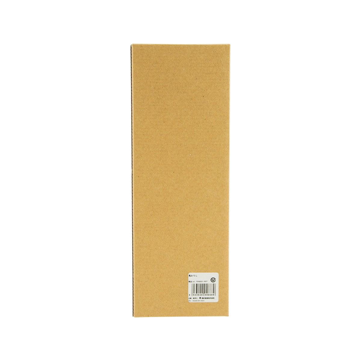 Cardboard back of wooden grater packaging with barcode label