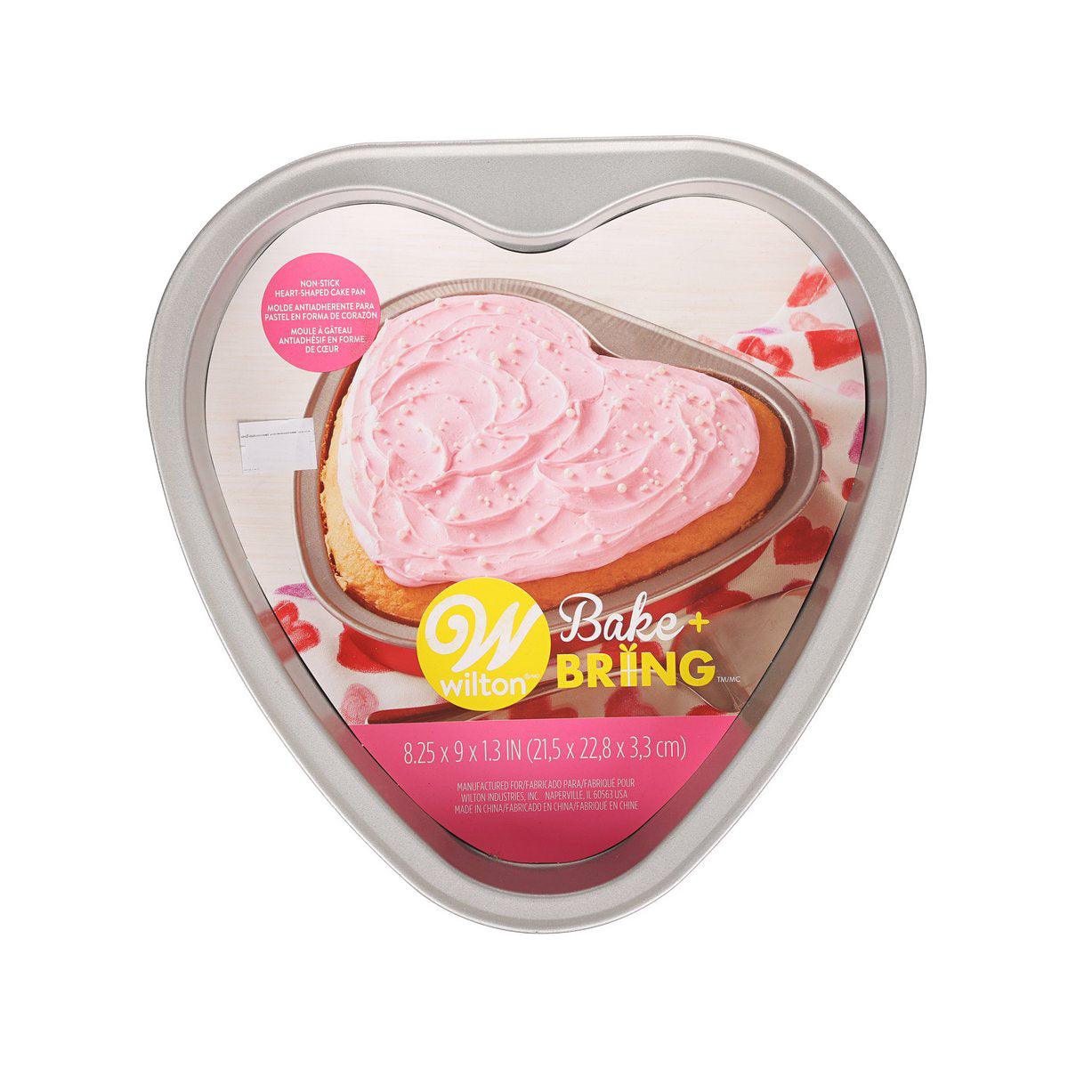 Heart-shaped steel baking pan tin with Valentine graphics and lid window