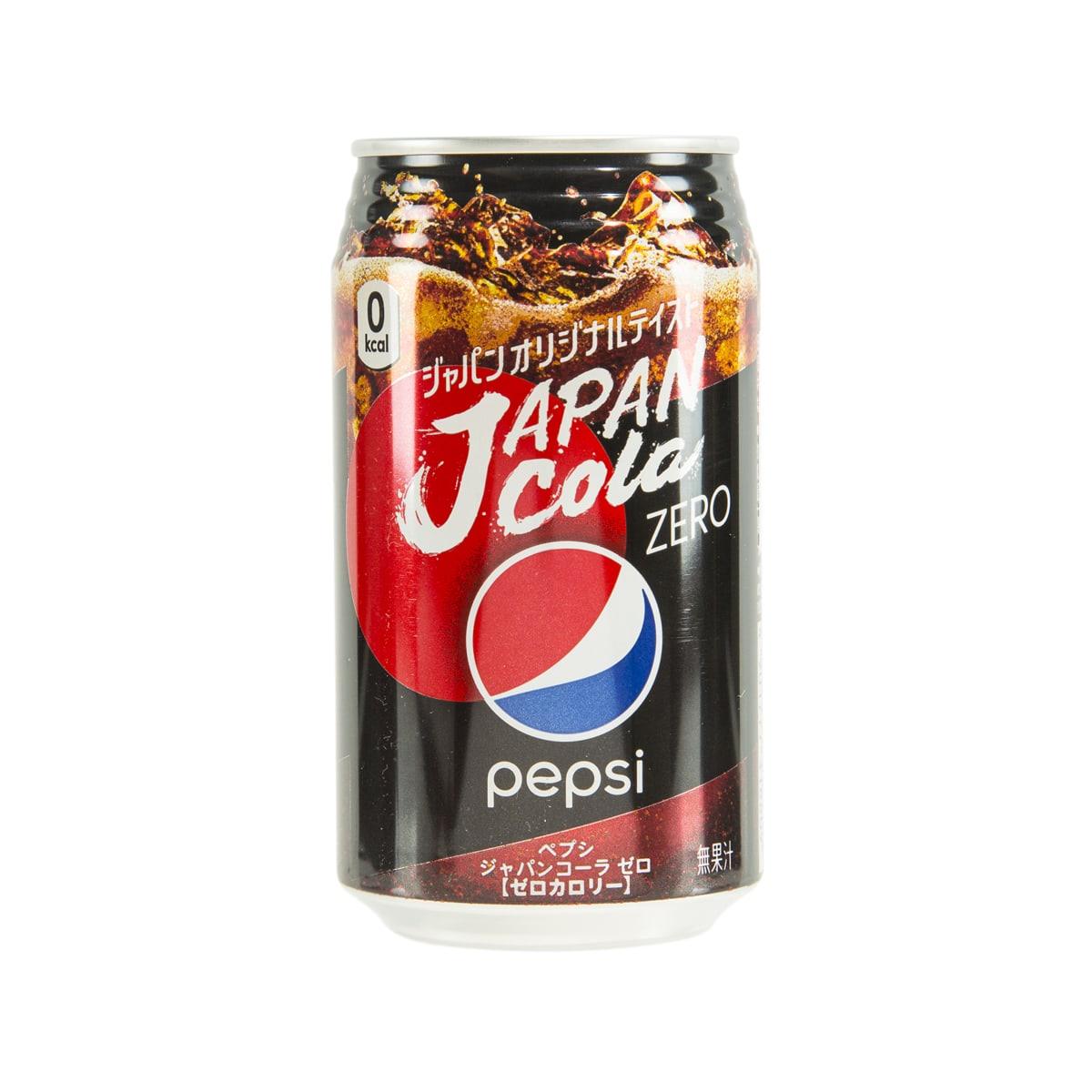 Pepsi J-Cola Zero can with front label and Zero badge, 340 mL