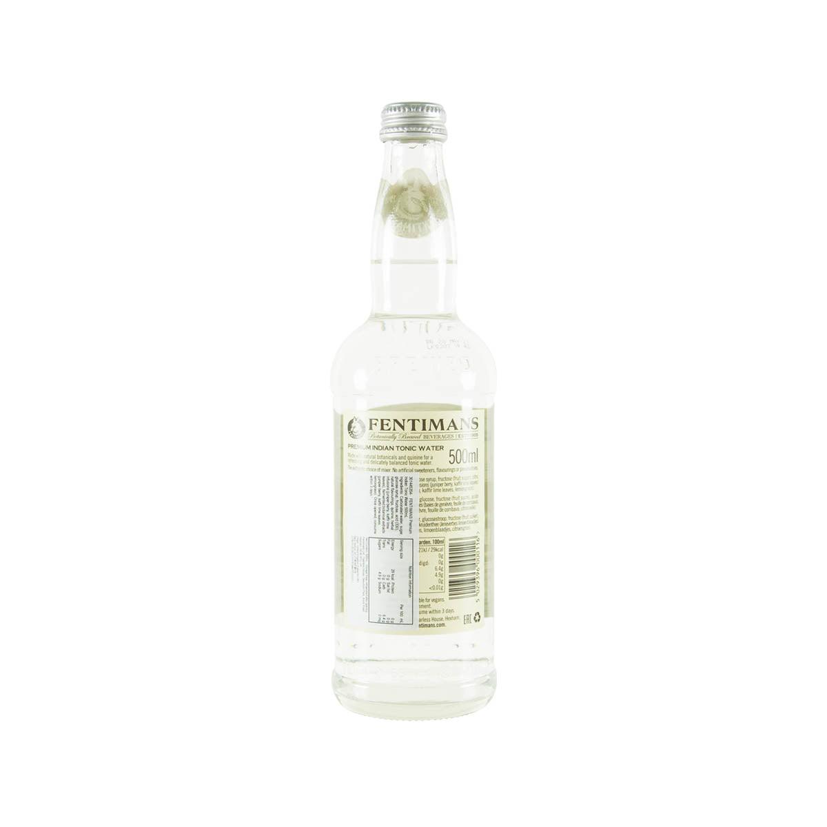 FENTIMANS Premium Indian Tonic Water bottle, 500 mL, back label view