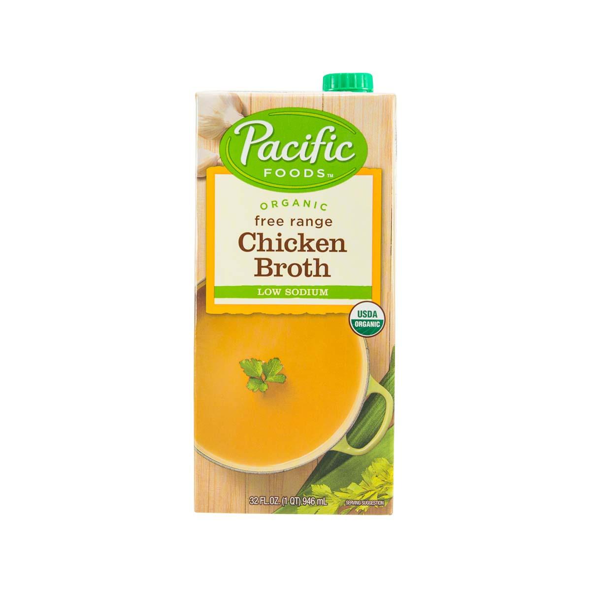 Pacific Foods organic low-sodium chicken broth pouch, free-range chicken, 32 fl oz