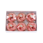 Handmade udon noodle gift set, five pink noodle bundles in clear plastic tray