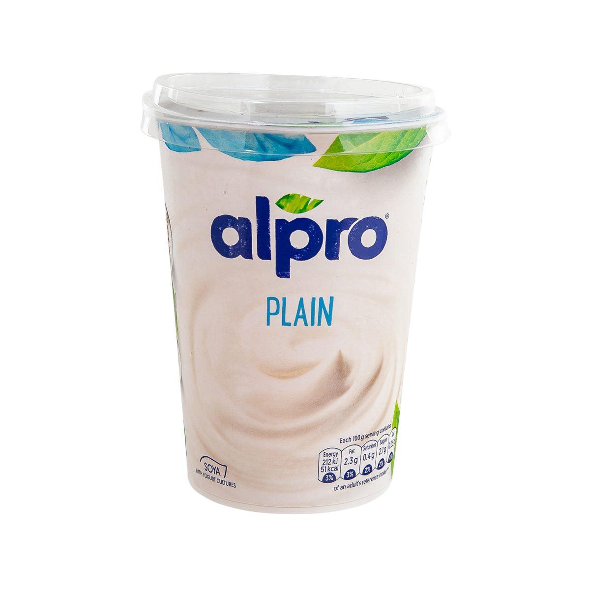 ALPRO plain soy yogurt tub, 500 g, sealed plastic container
