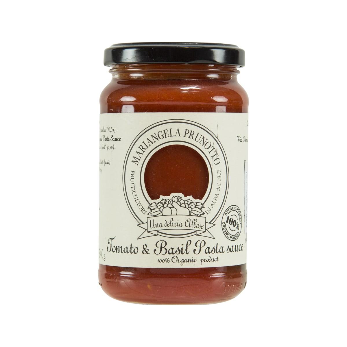 PRUNOTTO tomato & basil pasta sauce jar, 340g, brown glass with black lid
