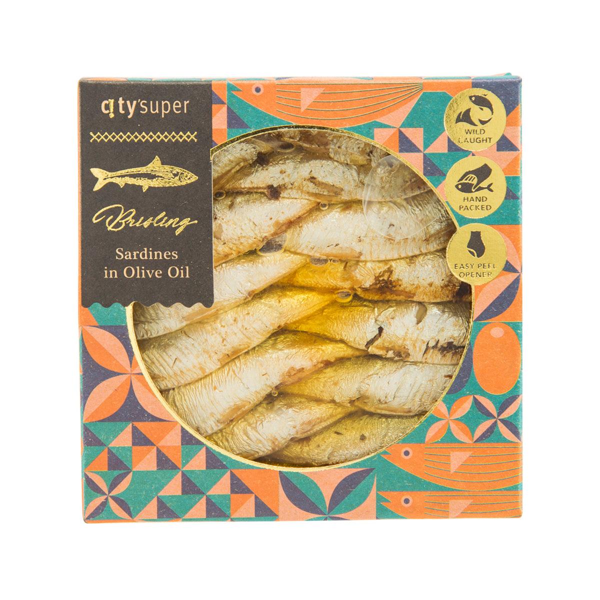 CITYSUPER Brisling sardines in olive oil tin, 120g