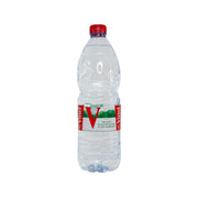 1L natural mineral water bottle with red cap and VITTEL logo label