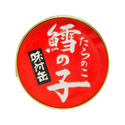 Soy sauce seasoned cod roe can with red top label