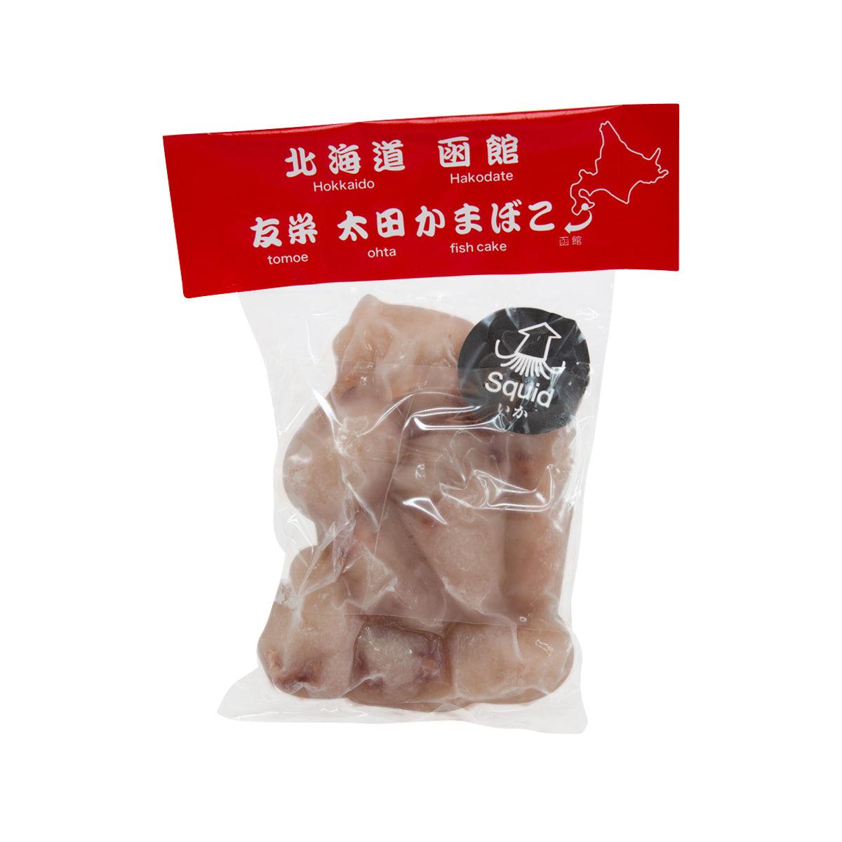 Squid chigiri kamaboko fish cake, handmade, in clear sealed bag