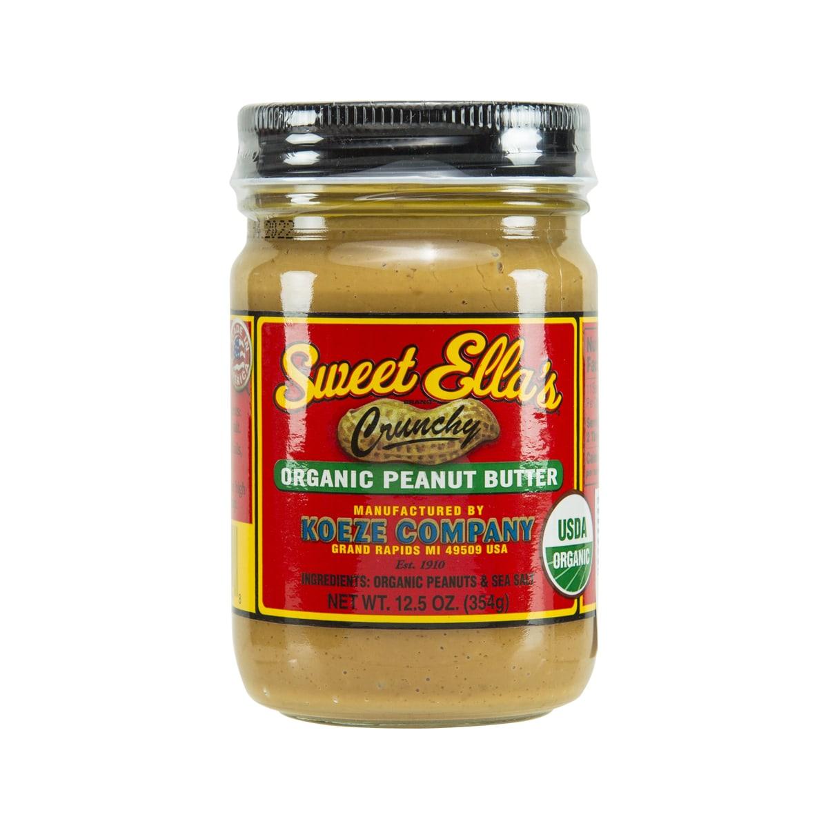 Sweet Ella's organic crunchy peanut butter jar, 354 g
