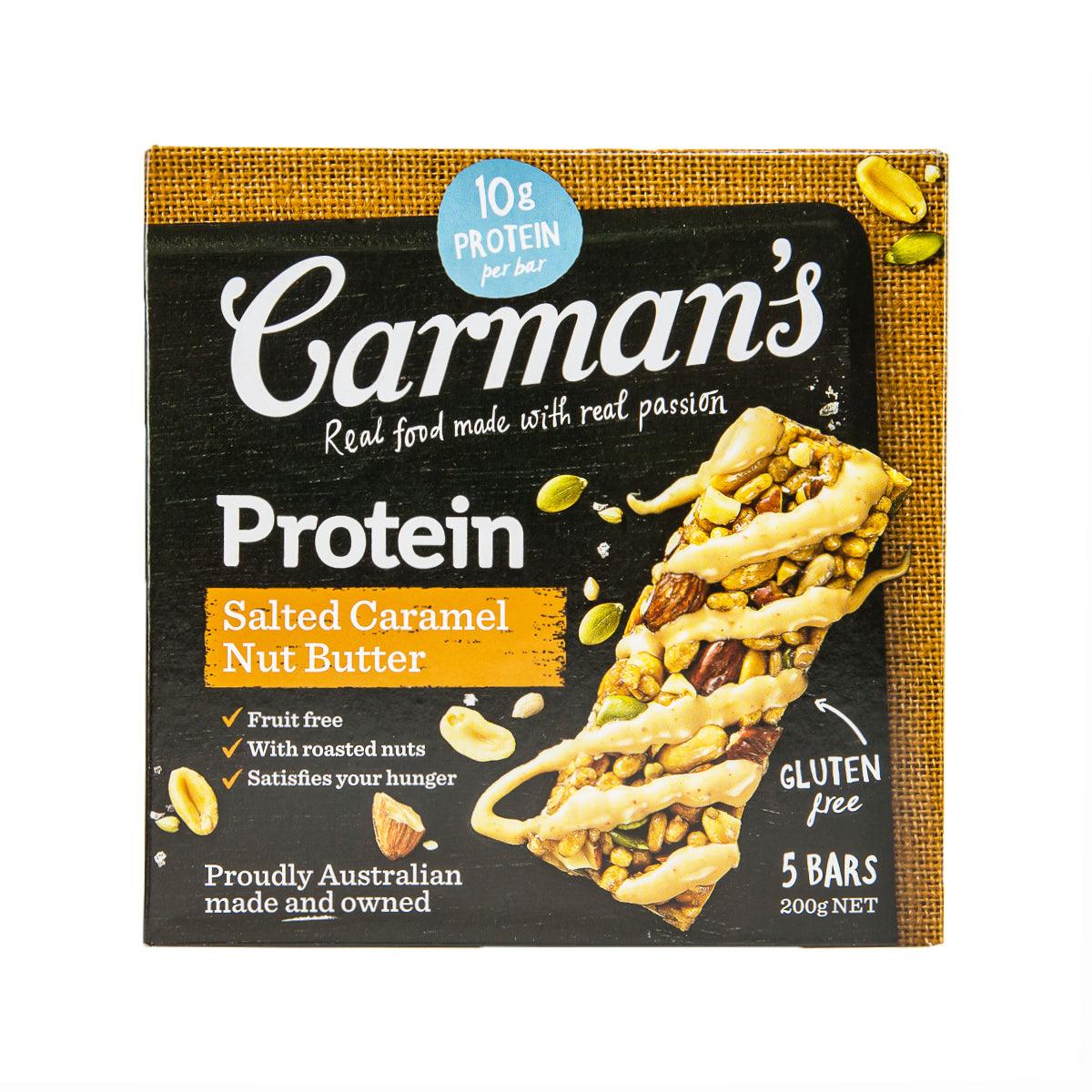 Carman's protein bar pack, salted caramel nut butter flavor, 5 bars, gluten-free