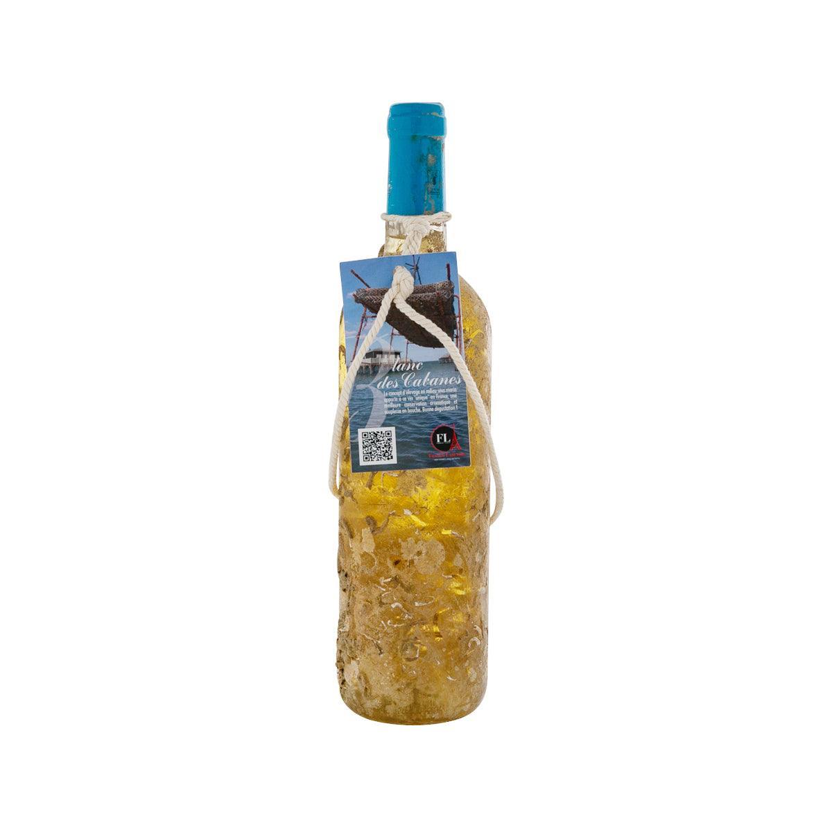 CH DE LUGEY Blanc des Cabanes 2023 wine bottle, blue cap, cork, 750 mL