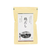 KAYANOYA chicken stock powder pouch, cream bag with front label and black chicken image
