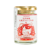 NORITJAPAN Hinai chicken broth powder jar with gold lid and red chicken label