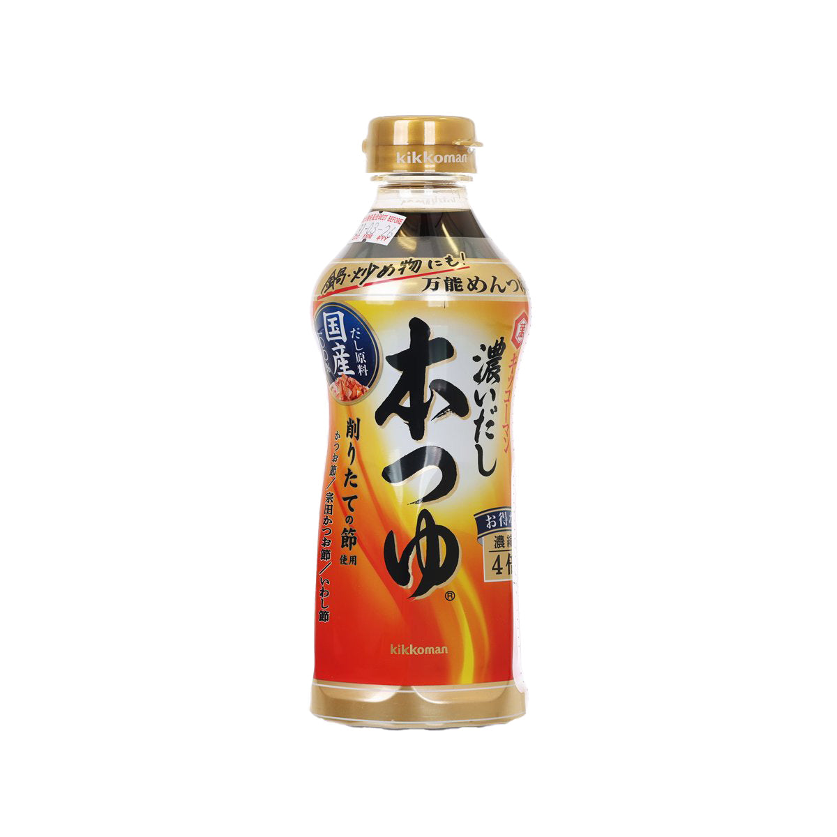 KIKKOMAN seasoning sauce bottle, 500 mL, red label with gold cap