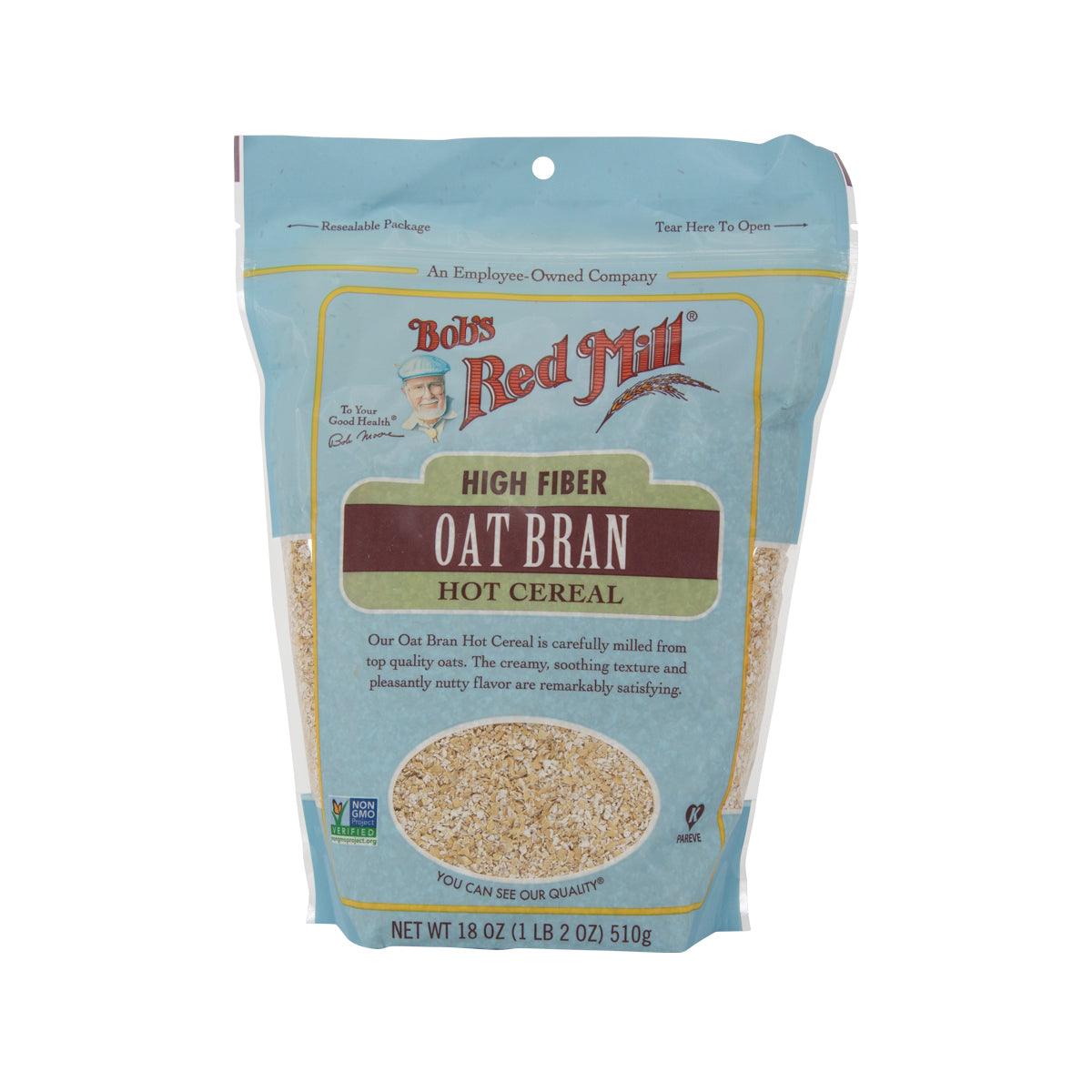 BOB'S RED MILL high fiber oat bran hot cereal bag, front label, net 510g