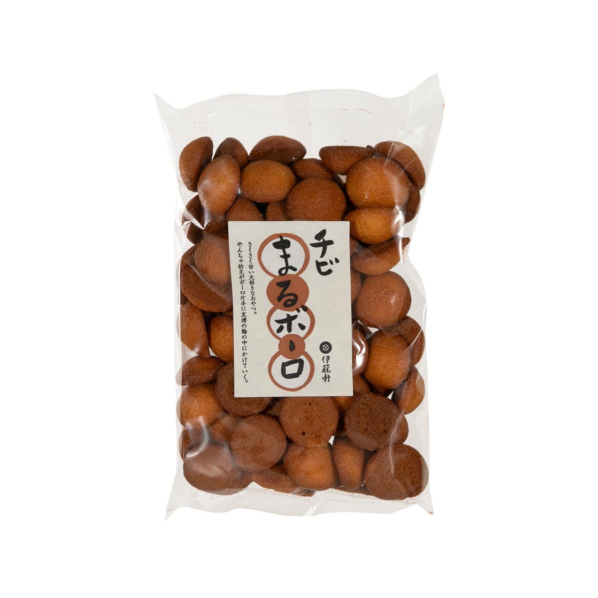 Bolo cookies in clear sealed bag, small round brown cookies