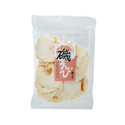 Packaged shrimp fried crackers, beige round chips in clear plastic bag, 70g