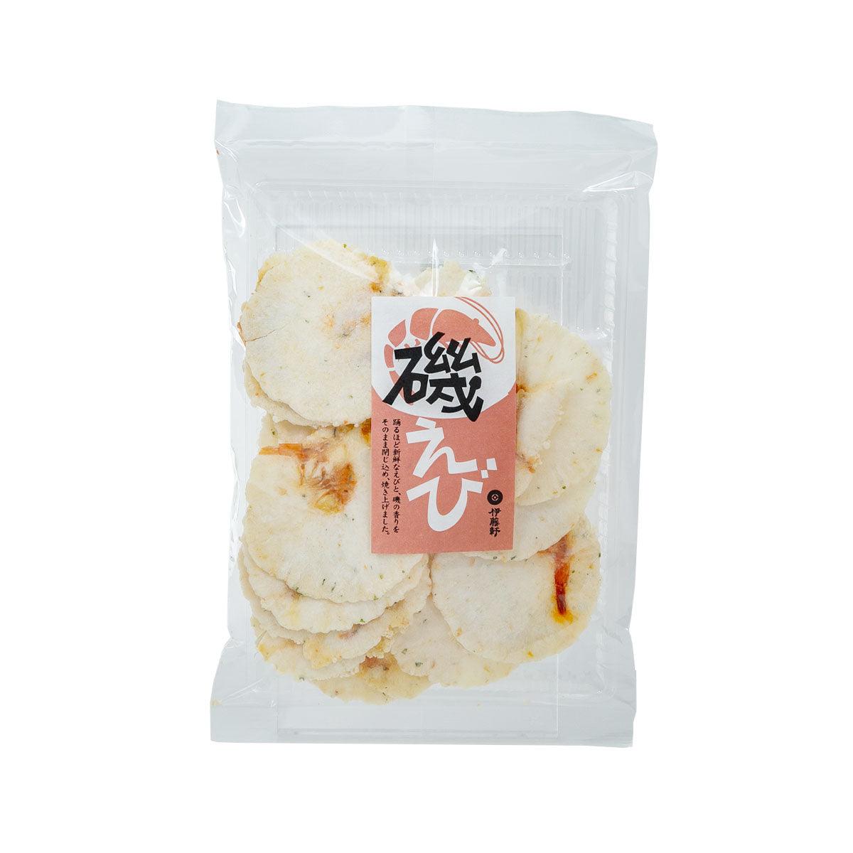 Packaged shrimp fried crackers, beige round chips in clear plastic bag, 70g