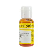 Lemon yellow food coloring gel bottle with flip-top cap, front label