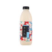 No sugar added soymilk bottle, 950 mL, beige bottle with black cap and colorful label
