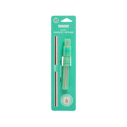 ZOKU teal jumbo pocket straw with brush, packaged
