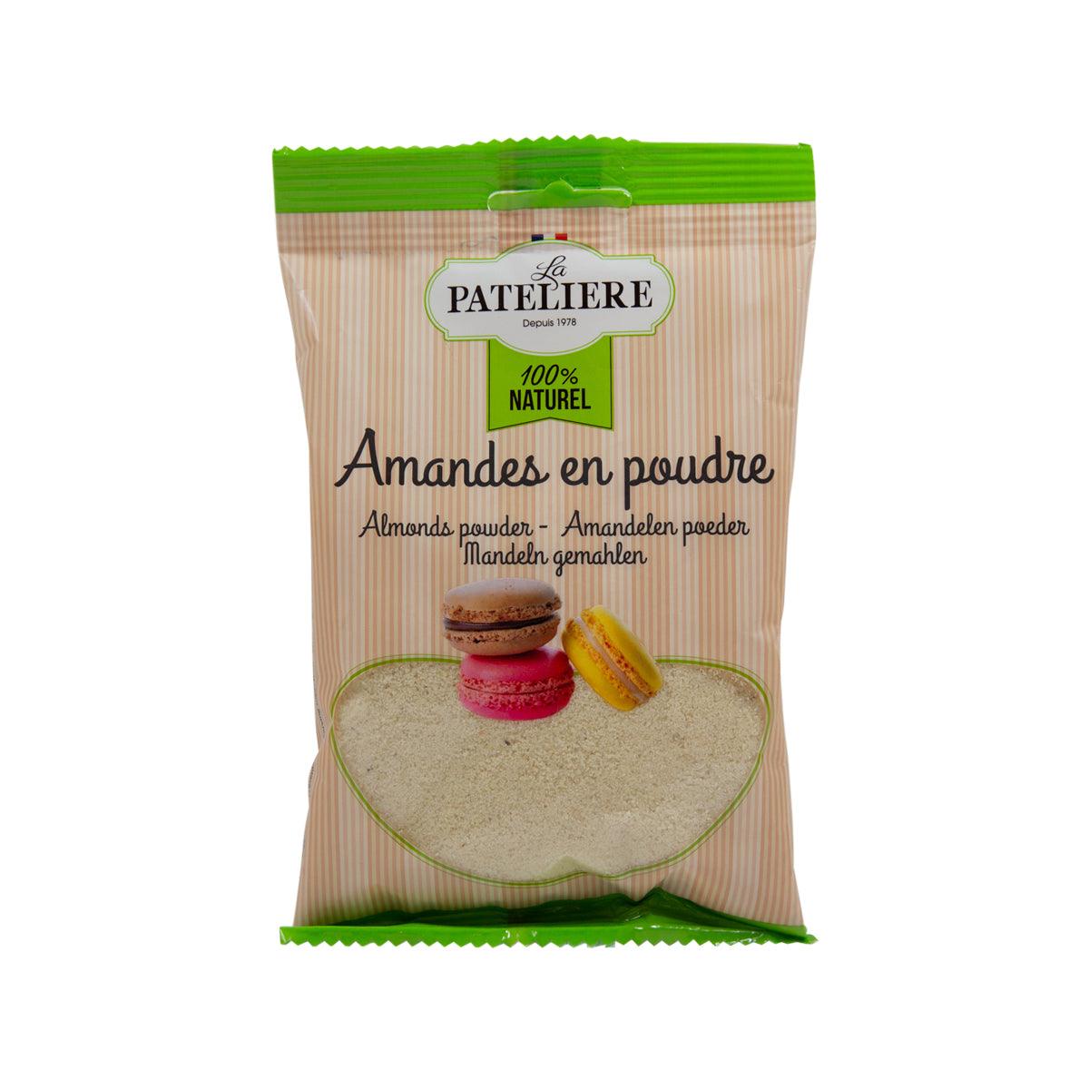 Almond powder pouch, La Pateliere brand, front label