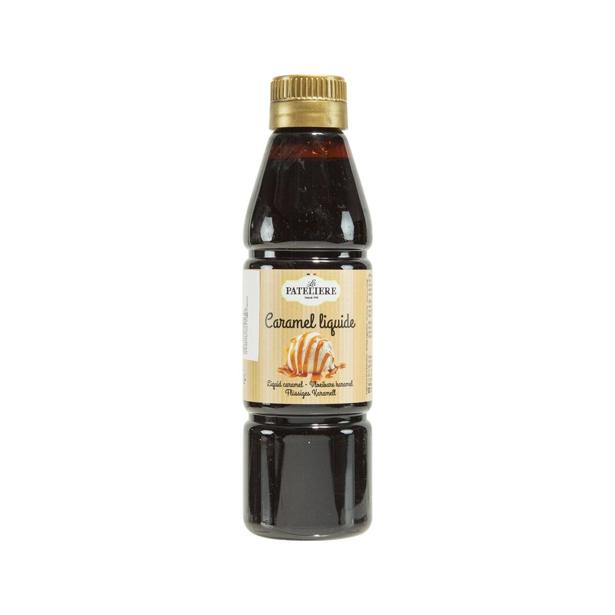 LA PATELIERE liquid caramel syrup bottle, 250 mL, dark amber, gold cap