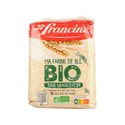 FRANCINE organic wheat flour 1 kg bag, printed label with wheat and BIO text