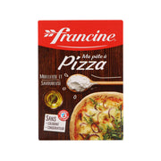 FRANCINE pizza mix box, red and dark brown packaging with printed pizza meal image