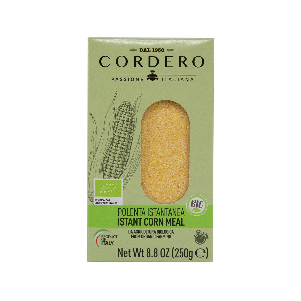 CORDERO organic instant polenta box, green package with corn and polenta image