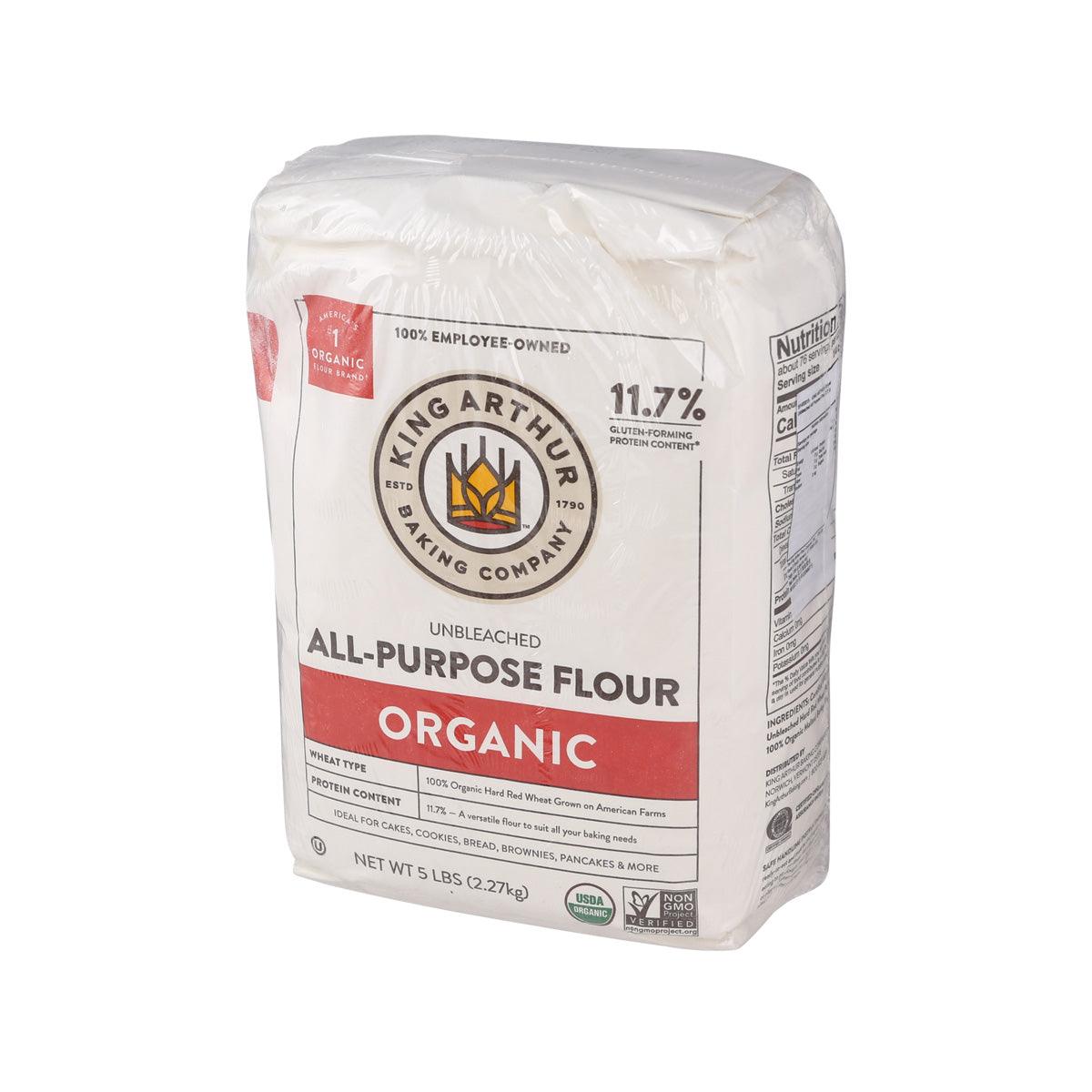 Unbleached organic all-purpose flour bag with KING ARTHUR logo, 2.27kg