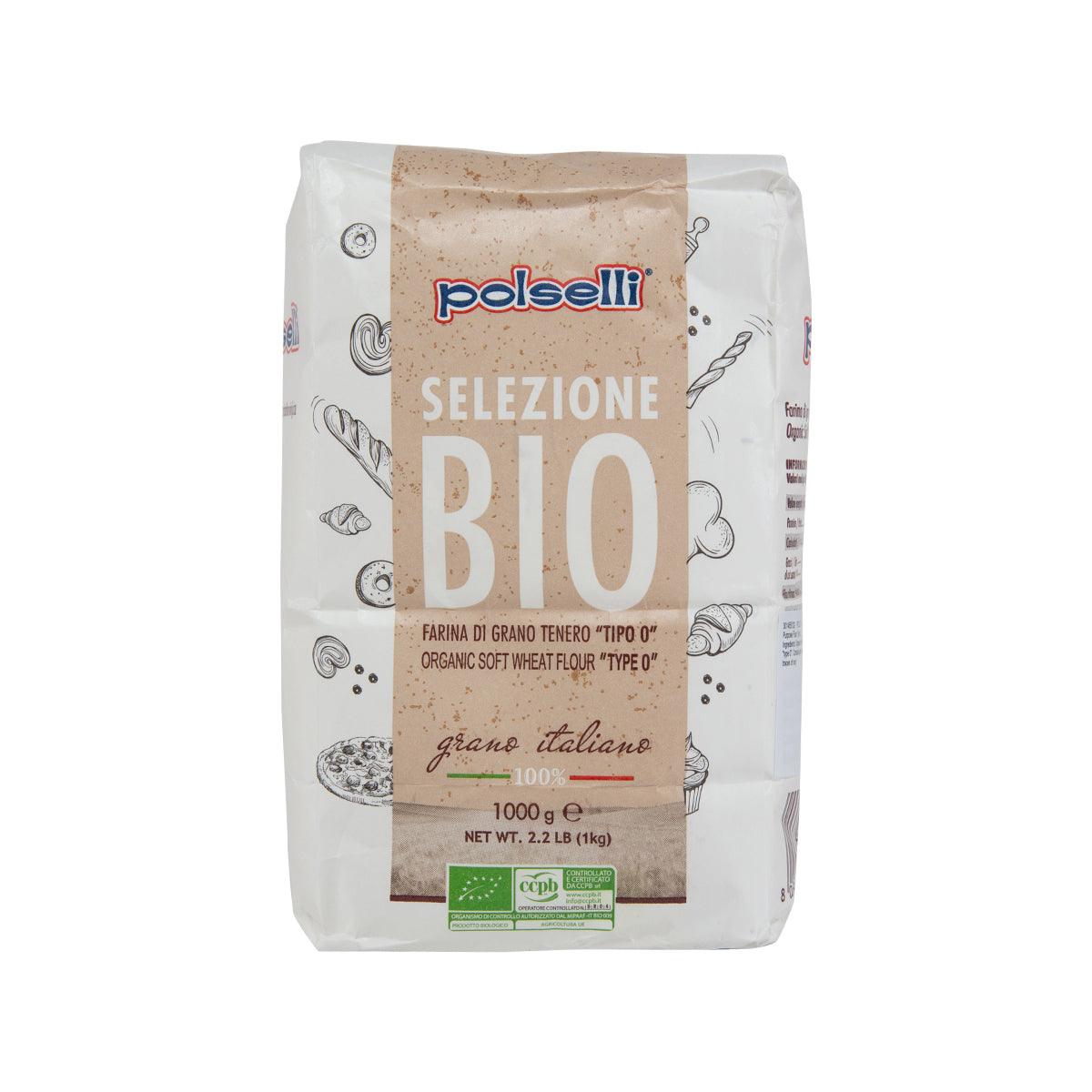Organic flour bag, beige and white Polselli Bio, 1 kg