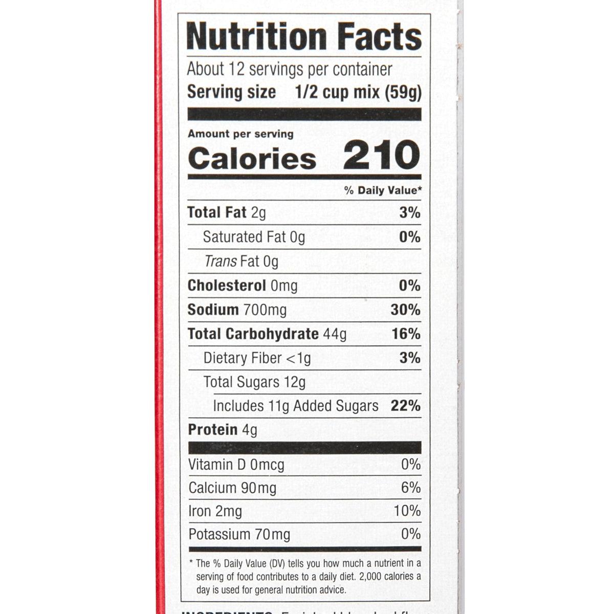 Nutrition Facts for KRUSTEAZ Sweet Cream pancake mix: 210 calories per serving