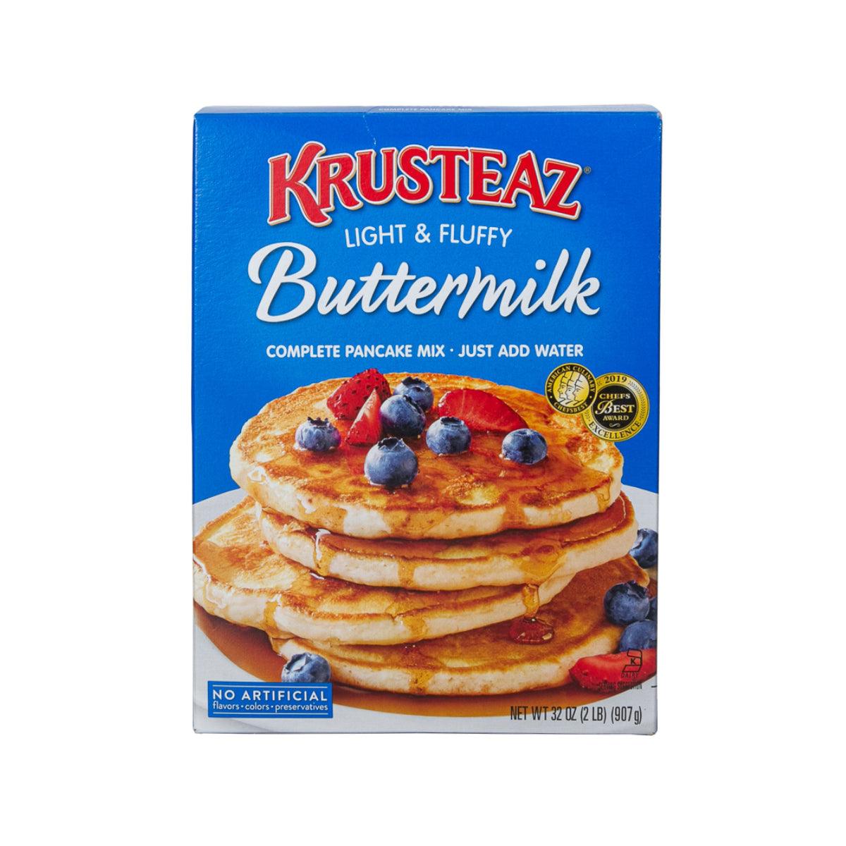 KRUSTEAZ Buttermilk pancake mix box, light & fluffy, just add water, 907 g