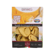 Handmade fresh tortellini with mixed cheese in sealed retail package, 250g