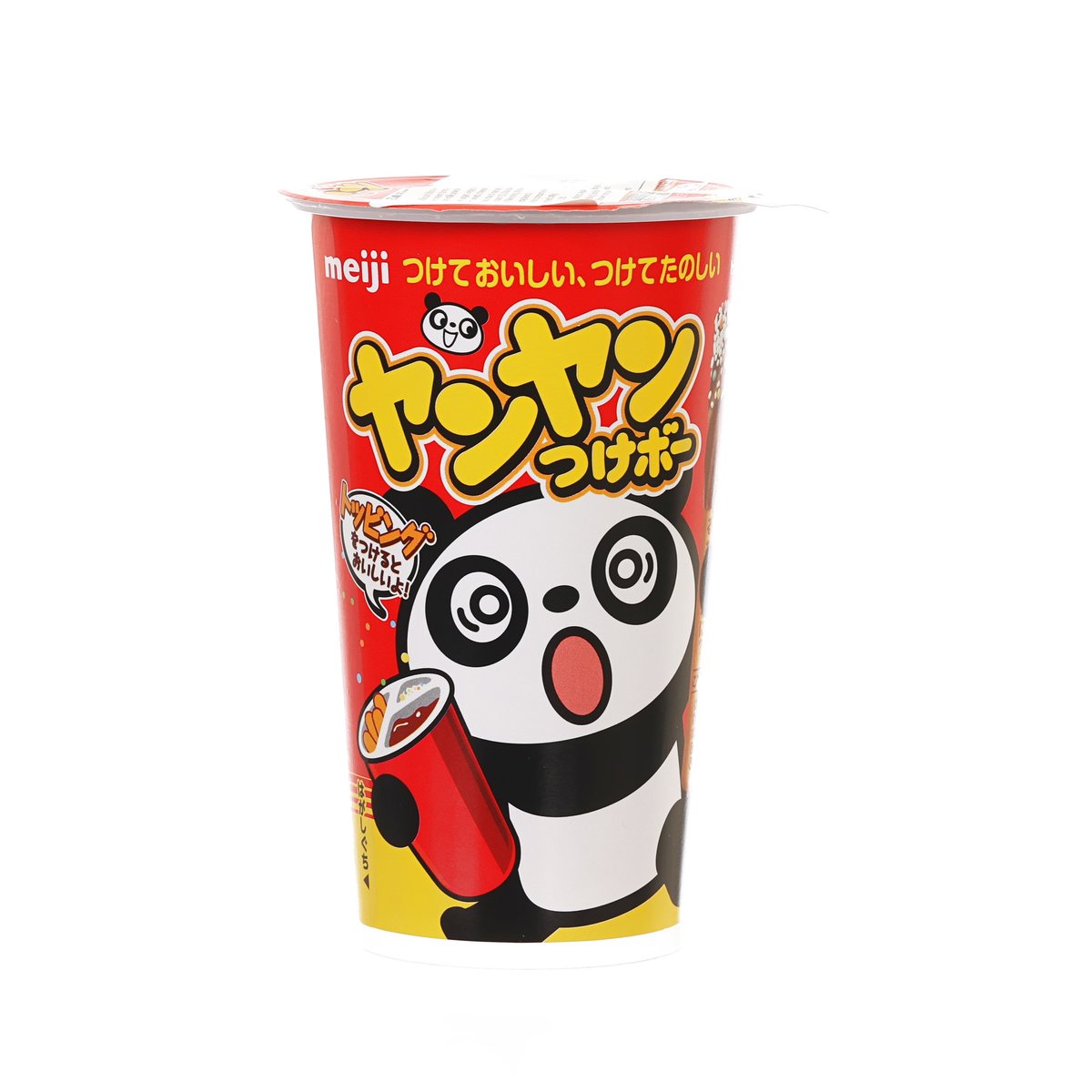 MEIJI Yanyan biscuit stick with chocolate cream cup, panda face on red wrap