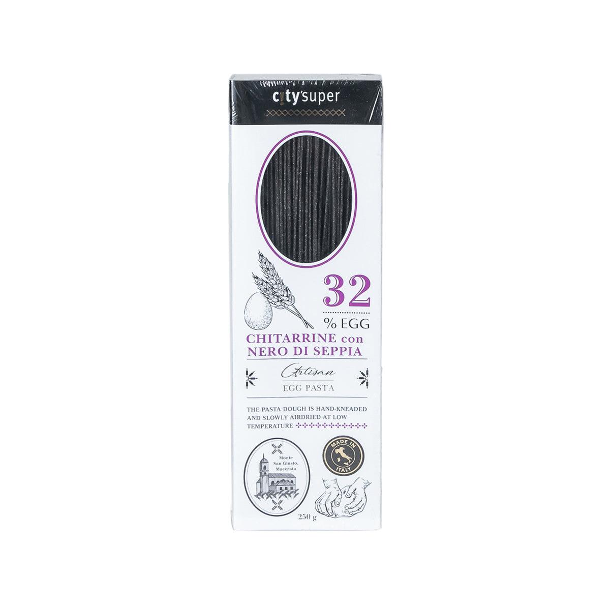 CITYSUPER black chitarrine egg pasta with cuttlefish ink, 32% egg, 250g box