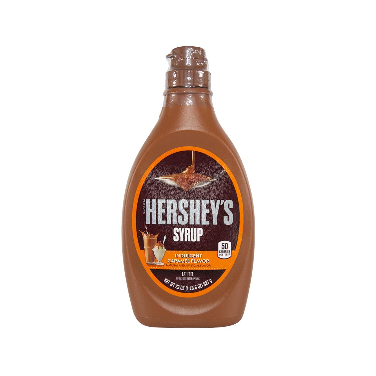 HERSHEY'S Indulgent Caramel Flavor Syrup bottle, 623g, brown squeeze